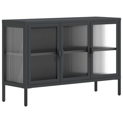 Credenza Nera 105x35x70 cm Vetro e Acciaio - homemem39