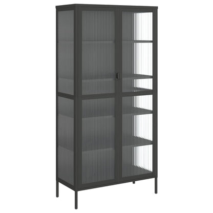Credenza Nera 85x40x180 cm Vetro e Acciaio - homemem39