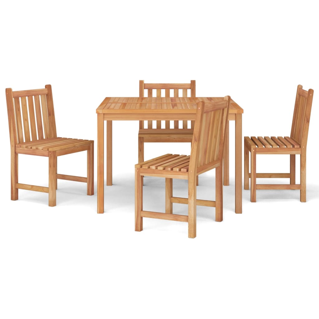 Set da Pranzo per Giardino 5 pz in Legno Massello di Teak | homemem39