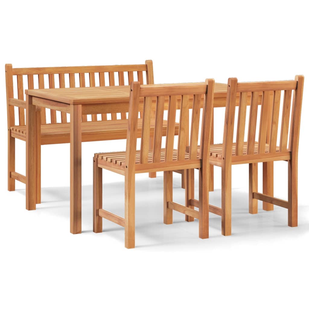Set da Pranzo per Giardino 4 pz in Legno Massello di Teak | homemem39