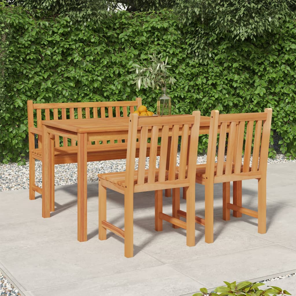 Set da Pranzo per Giardino 4 pz in Legno Massello di Teak | homemem39