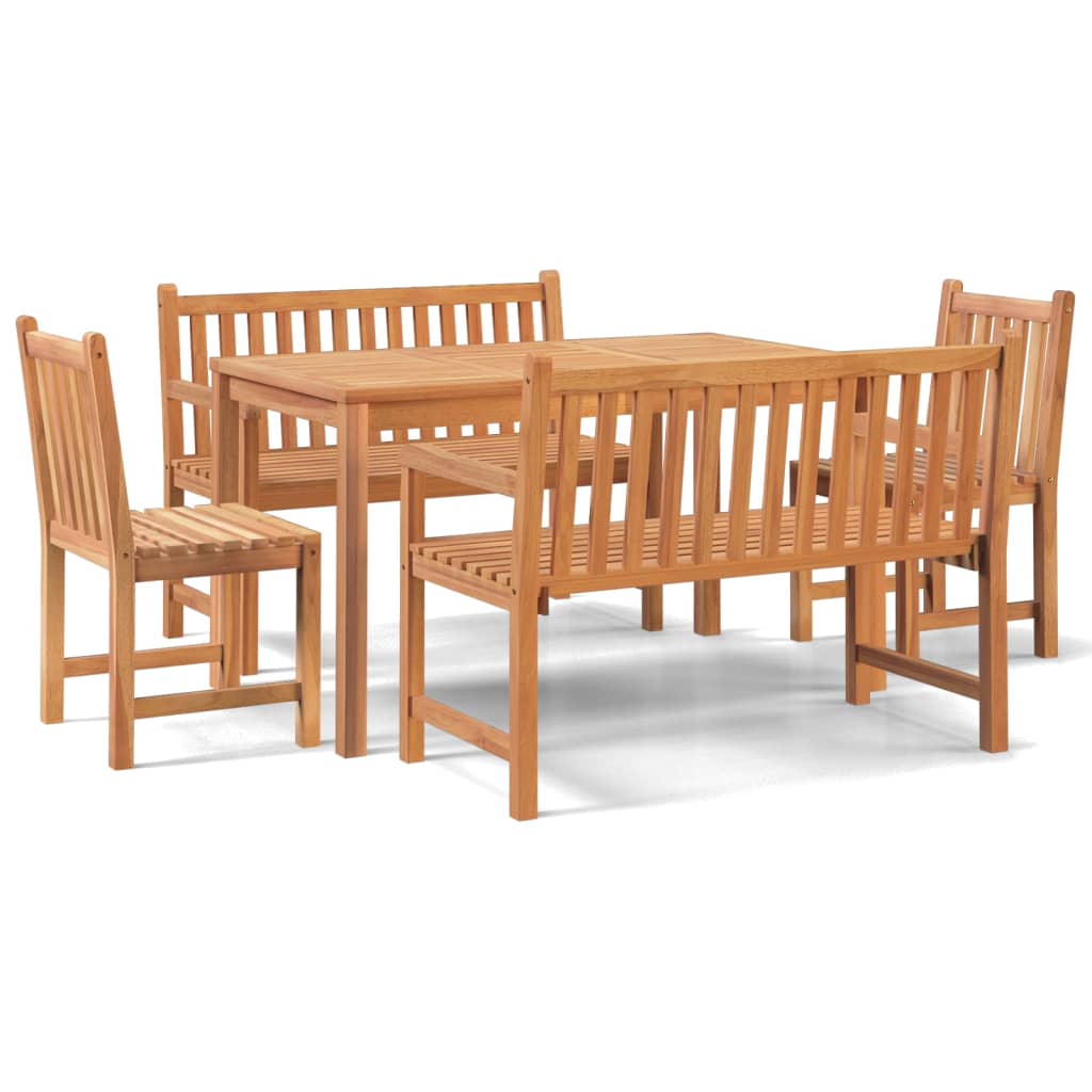 Set da Pranzo per Giardino 5 pz in Legno Massello di Teak | homemem39