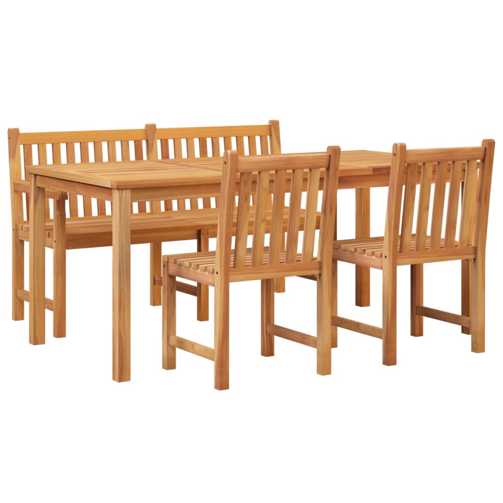 Set da Pranzo per Giardino 4 pz in Legno Massello di Teak | homemem39