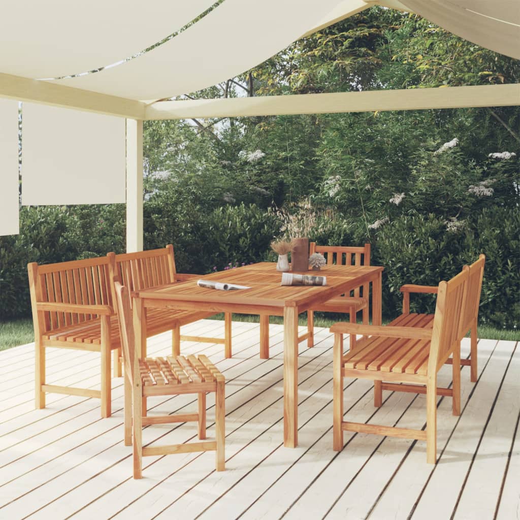 Set da Pranzo per Giardino 5 pz in Legno Massello di Teak | homemem39