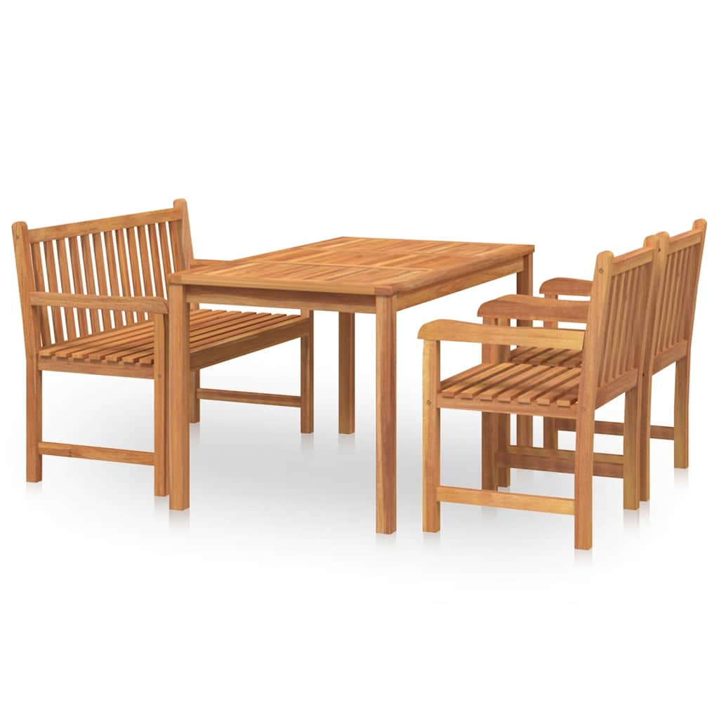 Set da Pranzo per Giardino 4 pz in Legno Massello di Teak | homemem39