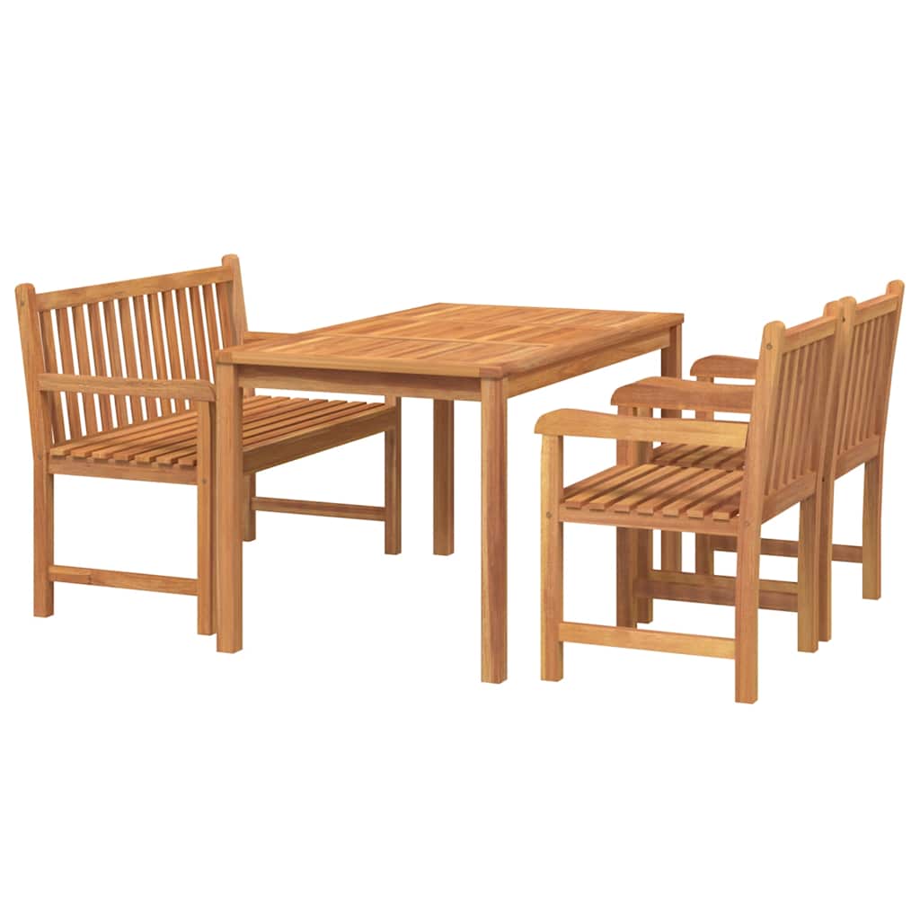 Set da Pranzo per Giardino 4 pz in Legno Massello di Teak | homemem39