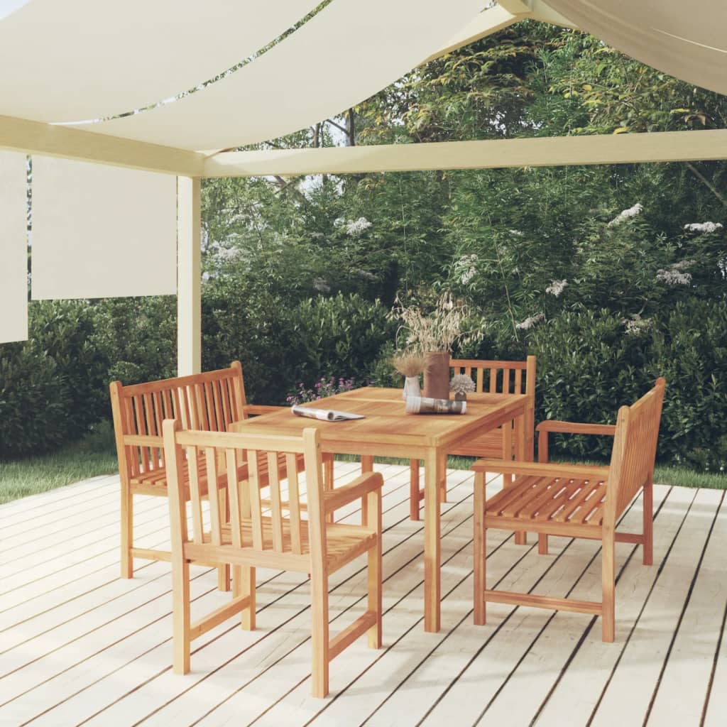 Set da Pranzo per Giardino 5 pz in Legno Massello di Teak | homemem39
