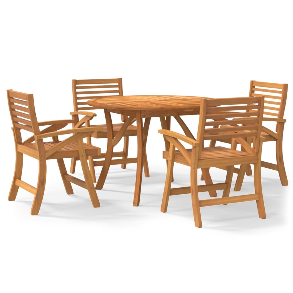 Set da Pranzo per Giardino 5 pz in Legno Massello di Acacia | homemem39