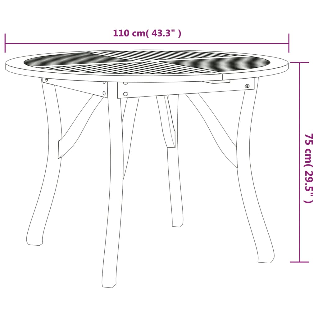 Set da Pranzo per Giardino 5 pz in Legno Massello di Acacia | homemem39