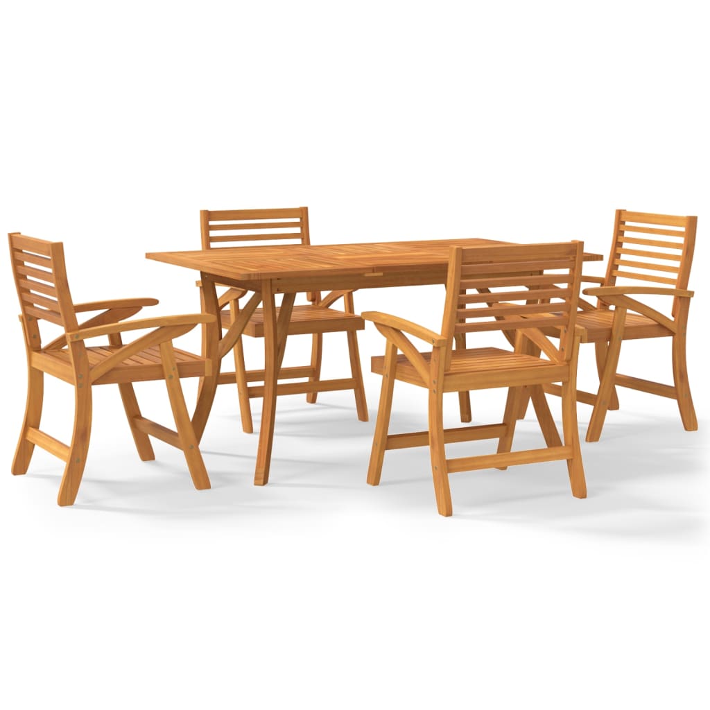 Set da Pranzo per Giardino 5 pz in Legno Massello di Acacia | homemem39