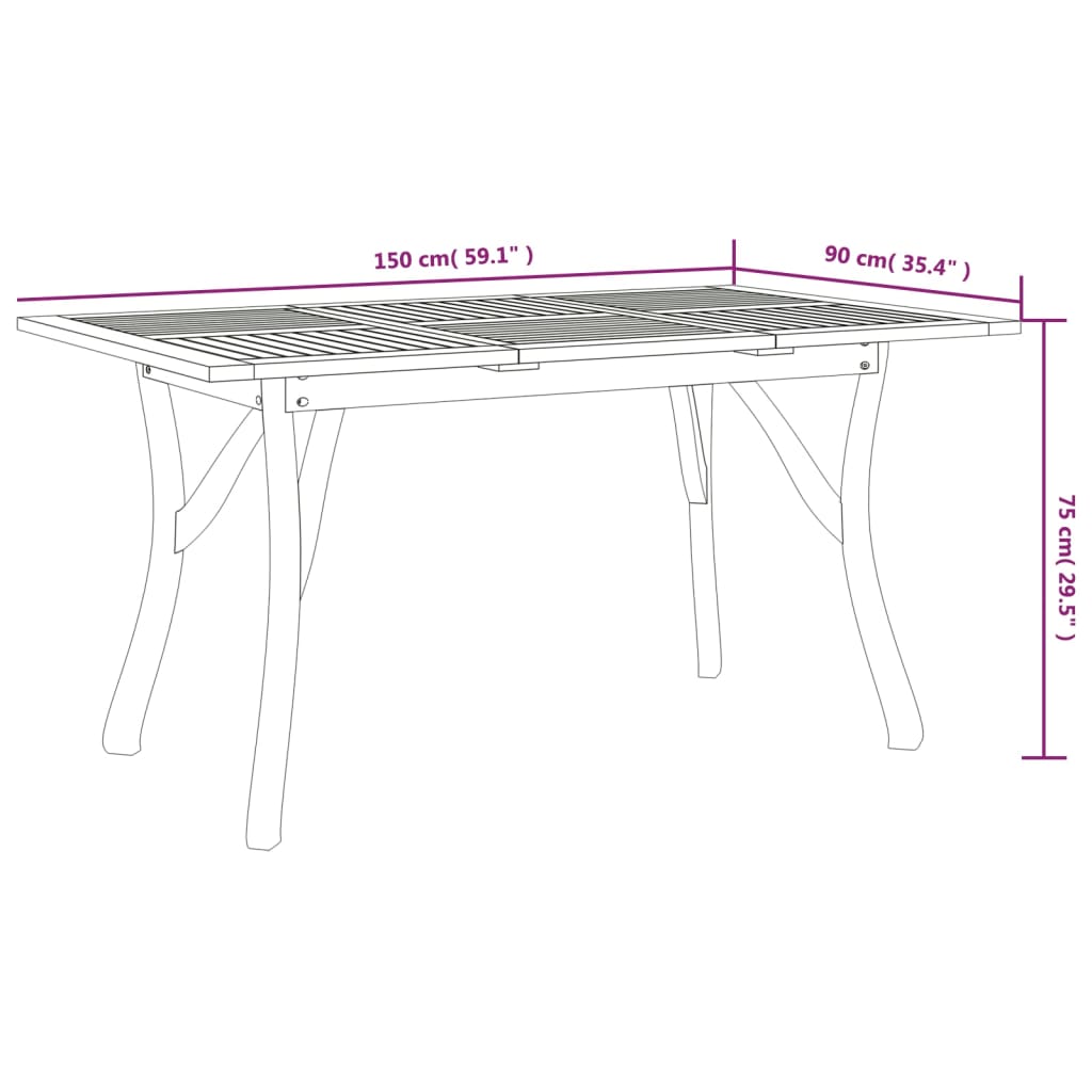 Set da Pranzo per Giardino 5 pz in Legno Massello di Acacia | homemem39