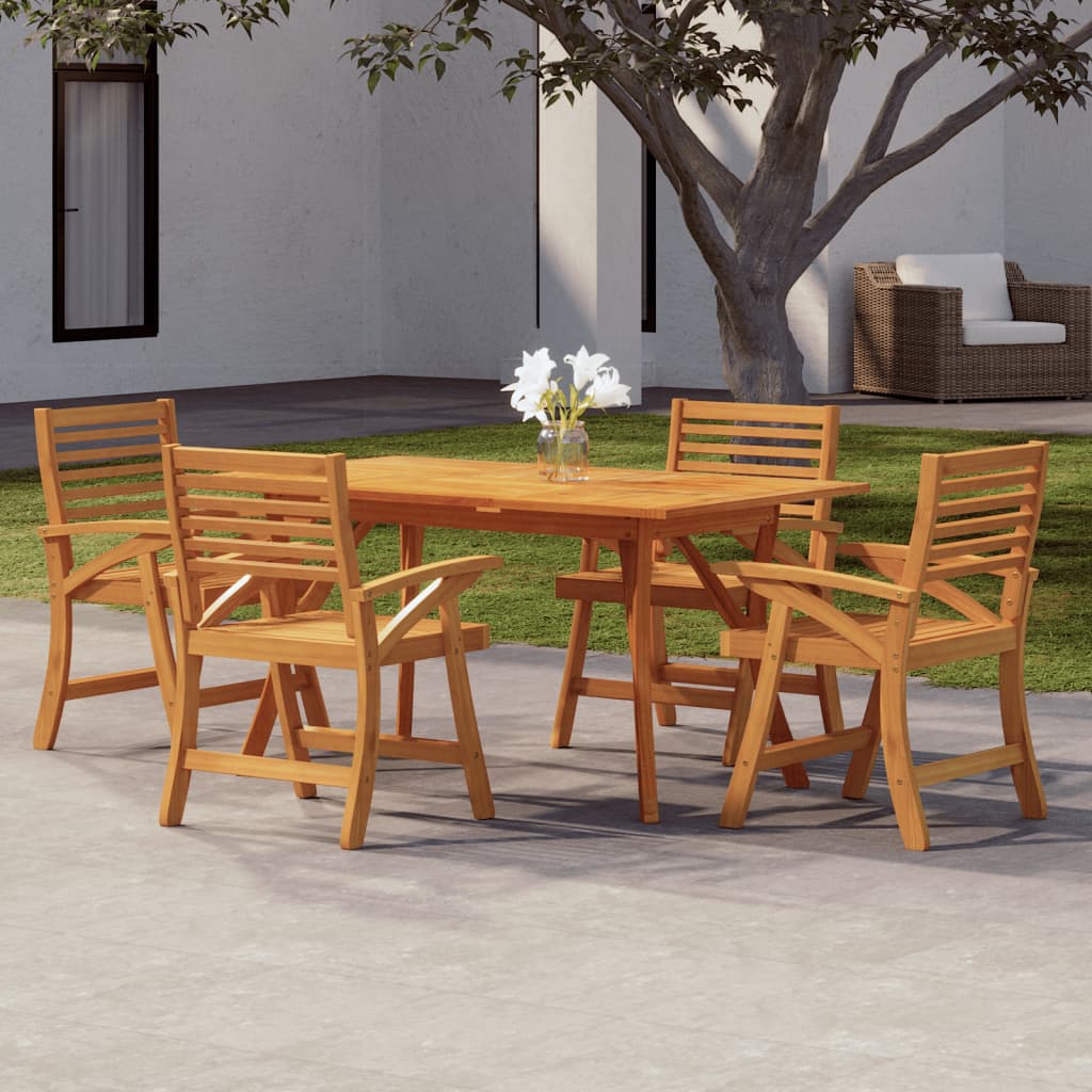 Set da Pranzo per Giardino 5 pz in Legno Massello di Acacia | homemem39