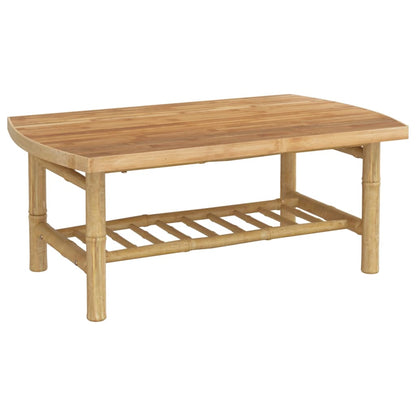 Set Salotto da Giardino 5pz con Cuscini Bianco Crema in Bambù | homemem39