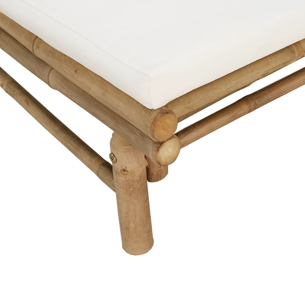 Set Salotto da Giardino 3pz con Cuscini Bianco Crema in Bambù | homemem39