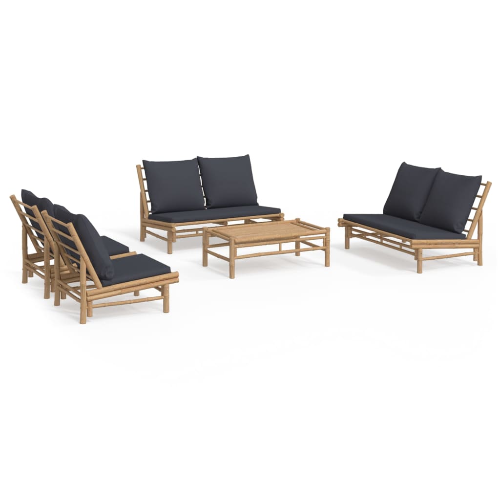 Set Salotto da Giardino 5pz con Cuscini Grigio Scuro Bambù | homemem39