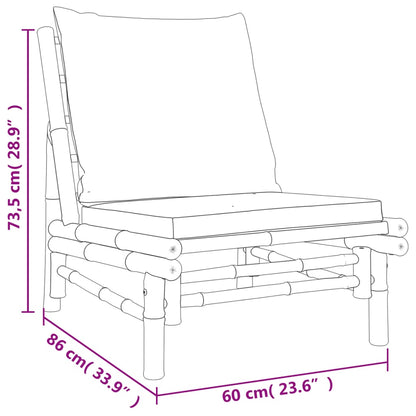 Set Salotto da Giardino 5pz con Cuscini Bianco Crema in Bambù | homemem39