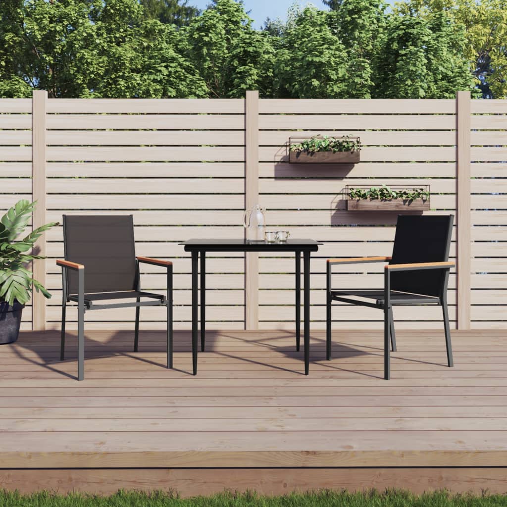 Sedie da Giardino 2 pz Nere 55x61,5x90 cm Textilene e Acciaio - homemem39