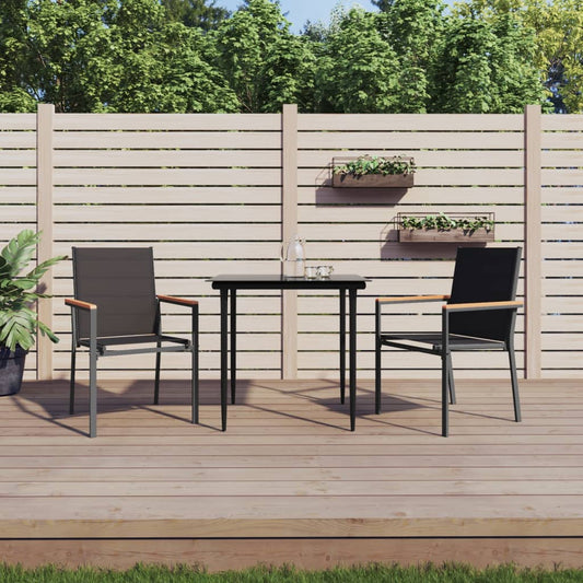 Sedie da Giardino 2 pz Nere 55x61,5x90 cm Textilene e Acciaio - homemem39