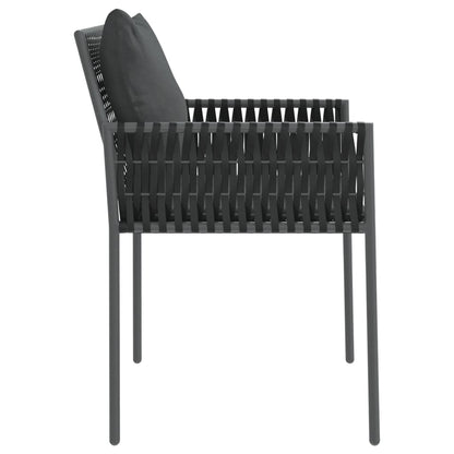 Sedie da Giardino con Cuscini 2pz Nere 54x61x83cm in Polyrattan | homemem39