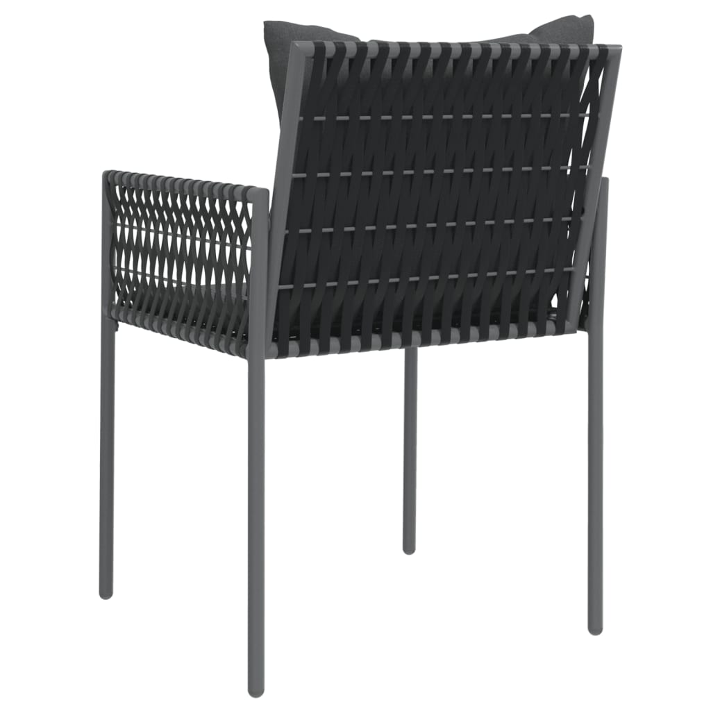 Sedie da Giardino con Cuscini 2pz Nere 54x61x83cm in Polyrattan - homemem39