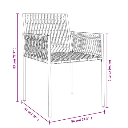 Sedie da Giardino con Cuscini 2pz Nere 54x61x83cm in Polyrattan | homemem39