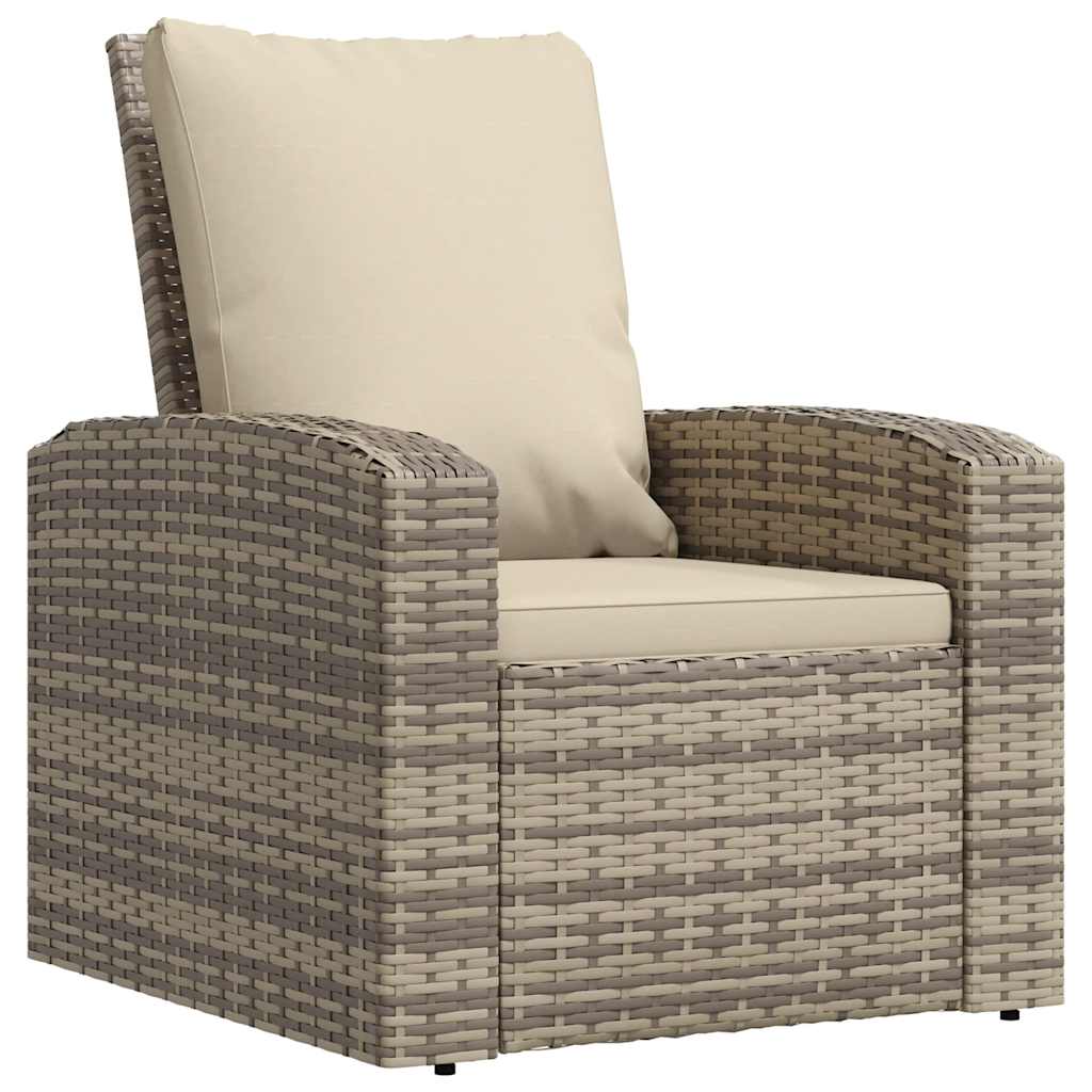 Poltrona Reclinabile Giardino Cuscini Marrone Chiaro Polyrattan | homemem39