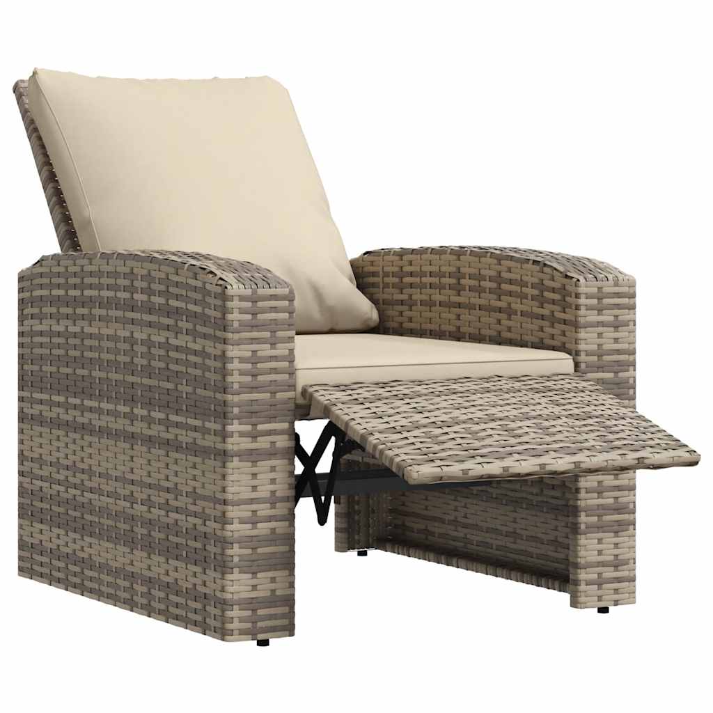 Poltrona Reclinabile Giardino Cuscini Marrone Chiaro Polyrattan | homemem39