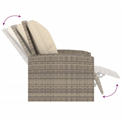 Poltrona Reclinabile Giardino Cuscini Marrone Chiaro Polyrattan - homemem39