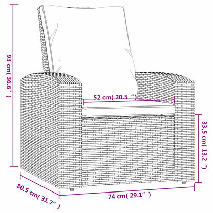 Poltrona Reclinabile Giardino Cuscini Marrone Chiaro Polyrattan | homemem39
