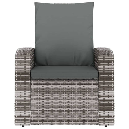 Poltrona Reclinabile da Giardino con Cuscini Polyrattan Grigia - homemem39