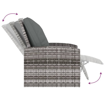 Poltrona Reclinabile da Giardino con Cuscini Polyrattan Grigia - homemem39