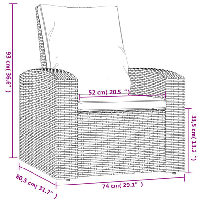 Poltrona Reclinabile da Giardino con Cuscini Polyrattan Grigia - homemem39