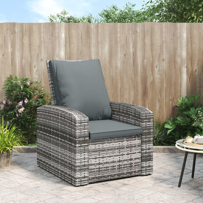 Poltrona Reclinabile da Giardino con Cuscini Polyrattan Grigia - homemem39