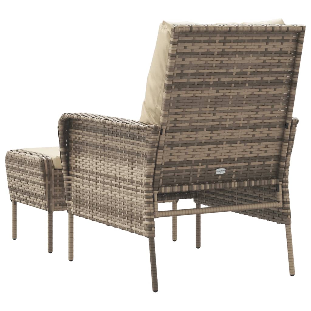 Poltrona da Giardino con Poggiapiedi Polyrattan Marrone Chiaro - homemem39