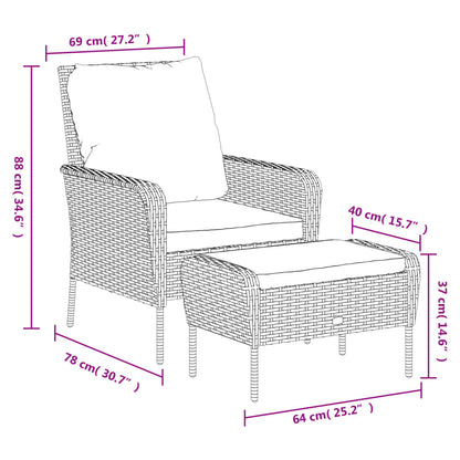 Poltrona da Giardino con Poggiapiedi Polyrattan Marrone Chiaro | homemem39