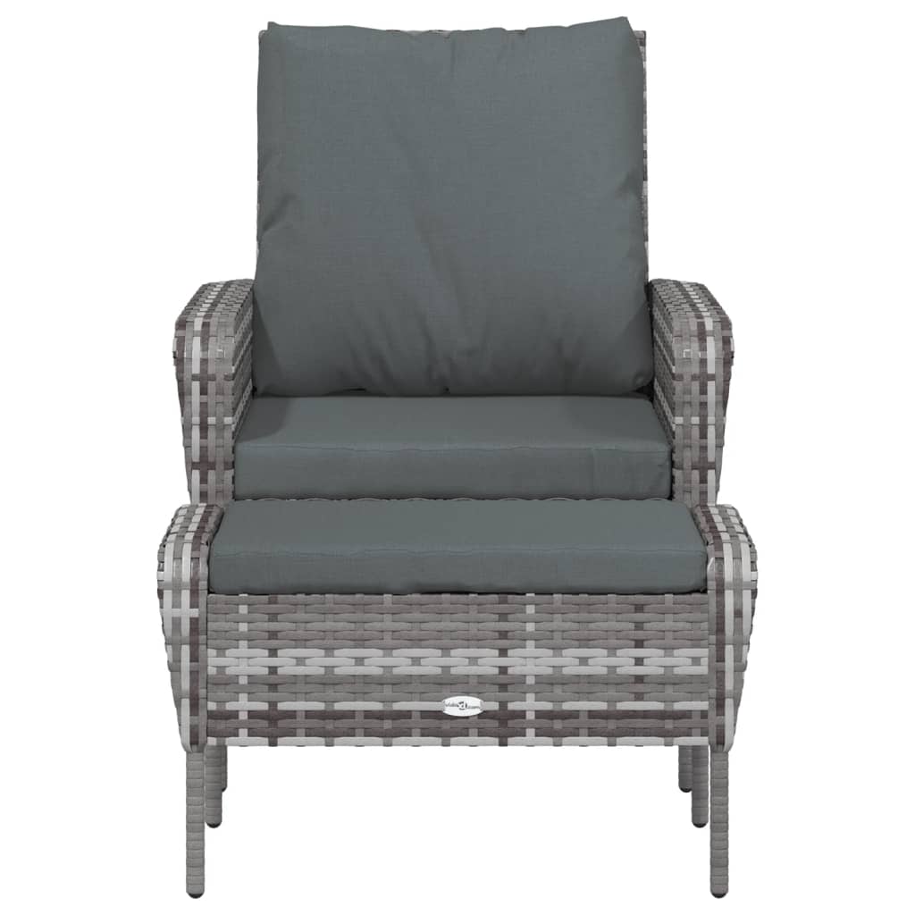 Poltrona da Giardino con Poggiapiedi Grigia in Polyrattan | homemem39
