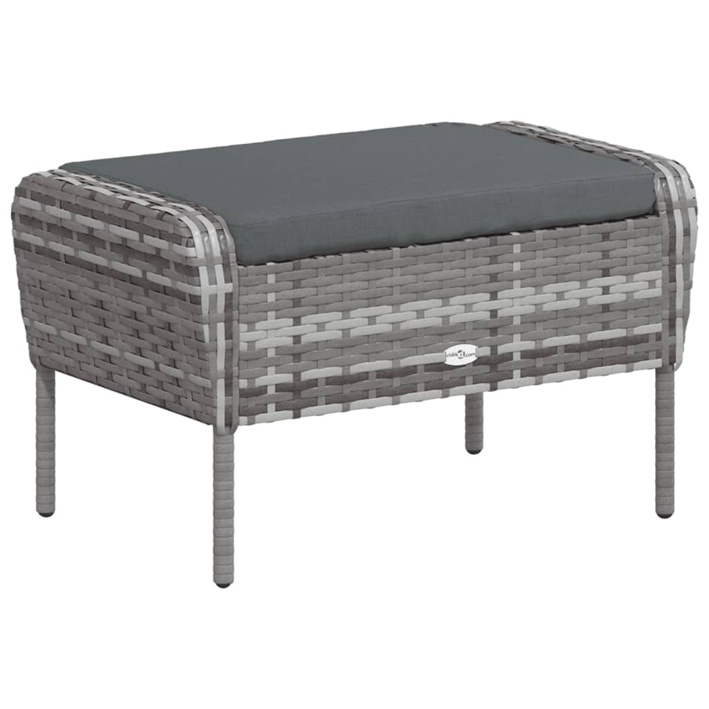 Poltrona da Giardino con Poggiapiedi Grigia in Polyrattan | homemem39