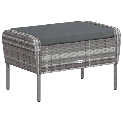 Poltrona da Giardino con Poggiapiedi Grigia in Polyrattan - homemem39