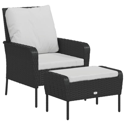 Poltrona da Giardino con Poggiapiedi in Polyrattan Nero | homemem39