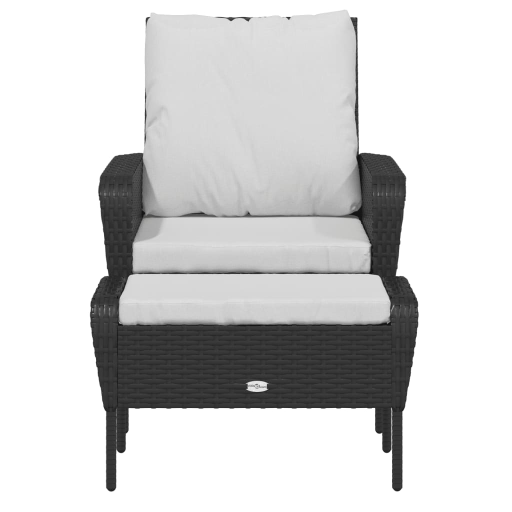 Poltrona da Giardino con Poggiapiedi in Polyrattan Nero | homemem39