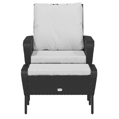 Poltrona da Giardino con Poggiapiedi in Polyrattan Nero | homemem39