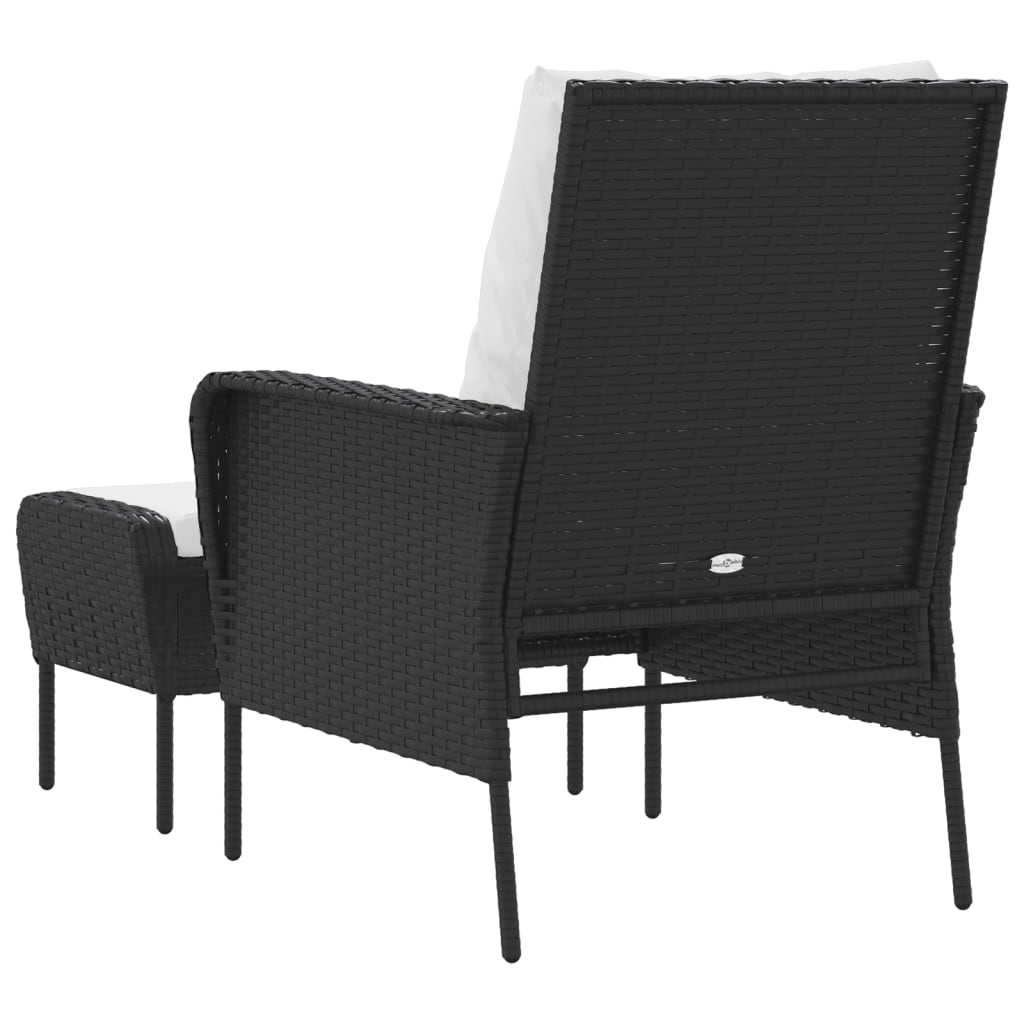 Poltrona da Giardino con Poggiapiedi in Polyrattan Nero - homemem39