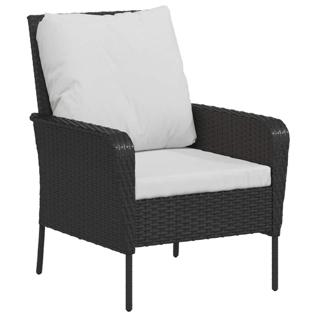 Poltrona da Giardino con Poggiapiedi in Polyrattan Nero - homemem39