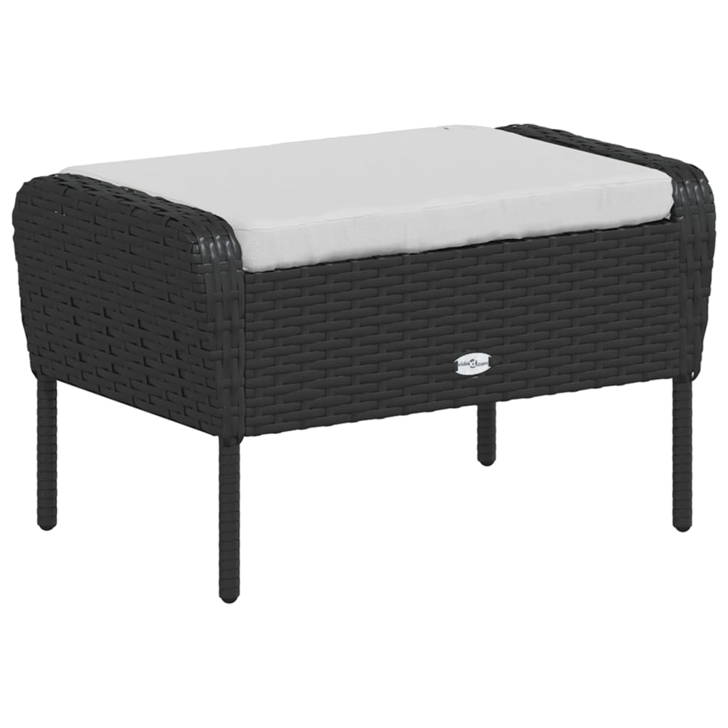 Poltrona da Giardino con Poggiapiedi in Polyrattan Nero - homemem39