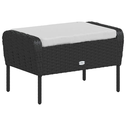 Poltrona da Giardino con Poggiapiedi in Polyrattan Nero - homemem39