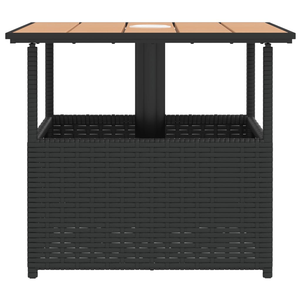 Tavolo Giardino Foro Ombrellone Nero 55x55x46,5 cm Polyrattan