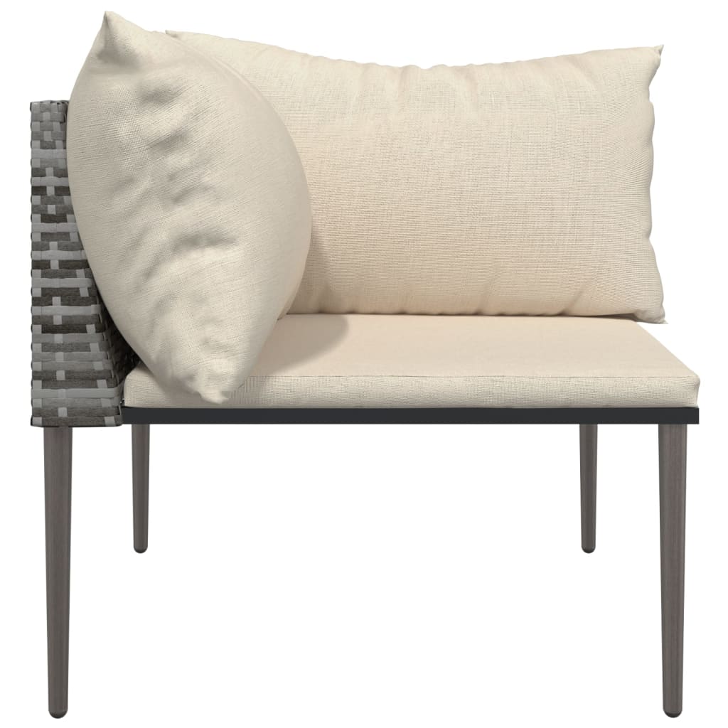Divano Angolare da Giardino con Cuscini in Polyrattan Grigio | homemem39