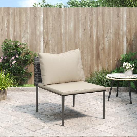 Divano Centrale da Giardino con Cuscini in Polyrattan Grigio | homemem39