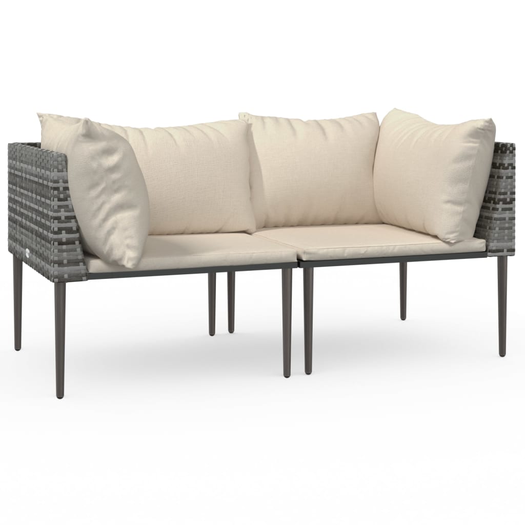 Divani Angolari da Giardino con Cuscini 2pz Polyrattan Grigio | homemem39