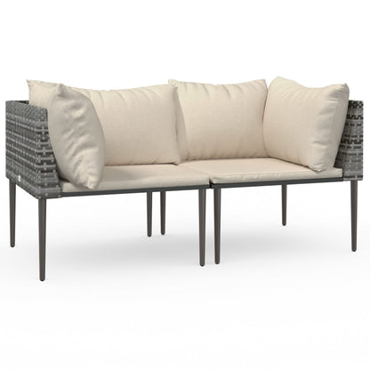Divani Angolari da Giardino con Cuscini 2pz Polyrattan Grigio | homemem39